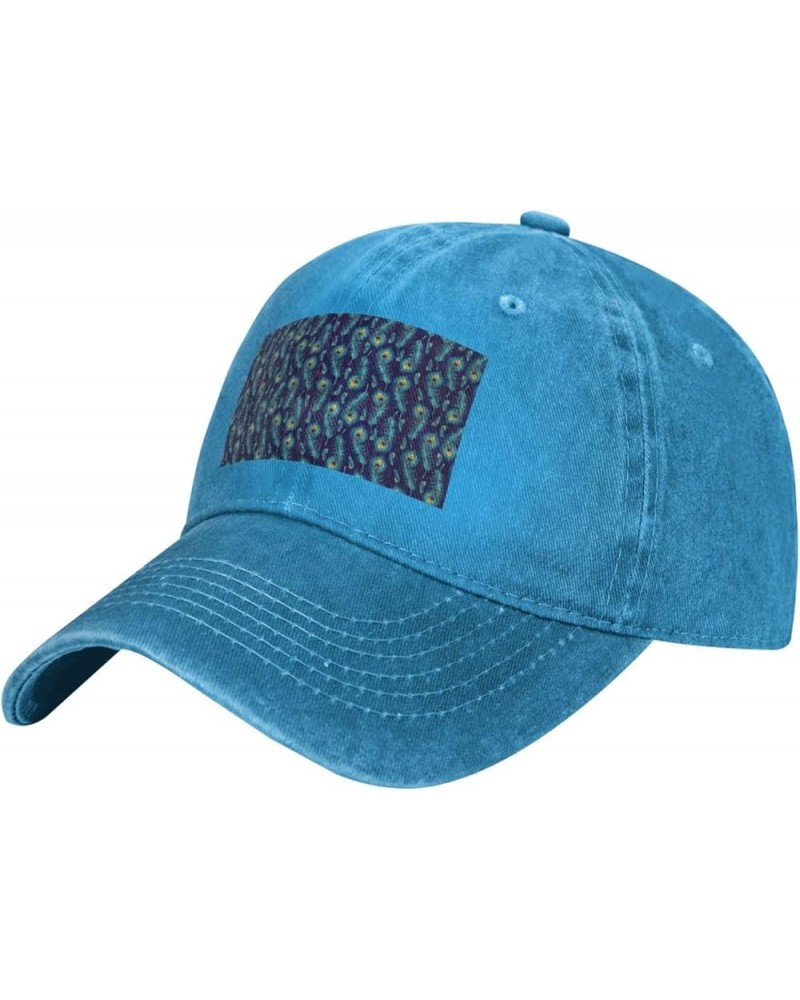 Peacock Bird Feathers Cowboy Baseball Cap, Fashion Print Adjustable Baseball Cap, Adult Casual Cap, Washed Cowboy Cap Blue $1...