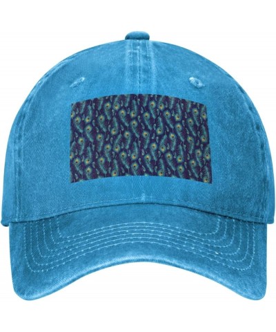 Peacock Bird Feathers Cowboy Baseball Cap, Fashion Print Adjustable Baseball Cap, Adult Casual Cap, Washed Cowboy Cap Blue $1...