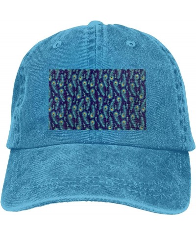 Peacock Bird Feathers Cowboy Baseball Cap, Fashion Print Adjustable Baseball Cap, Adult Casual Cap, Washed Cowboy Cap Blue $1...