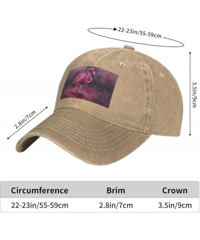 Hollow Flamingo Print Washed Cowboy Baseball Cap for Adults Adjustable Caps Fashion Cap A Sun Hat Natural $12.66 Baseball Caps