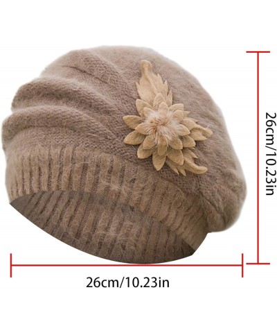 Women's Winter Warm Hat Crochet Slouchy Knitted Caps Wool Snow Ski Caps Wine $8.24 Skullies & Beanies