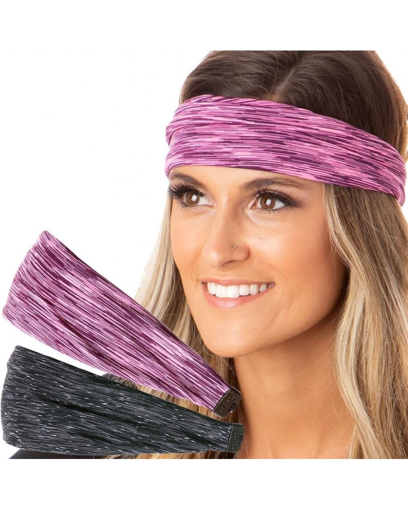 Women's Adjustable & Stretchy Xflex Bright Running Headbands Packs Black & Pink 2pk $10.80 Headbands