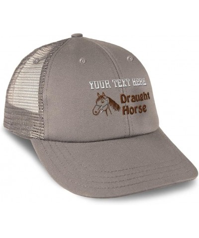 Custom Trucker Hat Baseball Cap Draught Horse Horses Pony Cotton Equestrian Dad Hats for Men & Women Grey Personalized Text H...