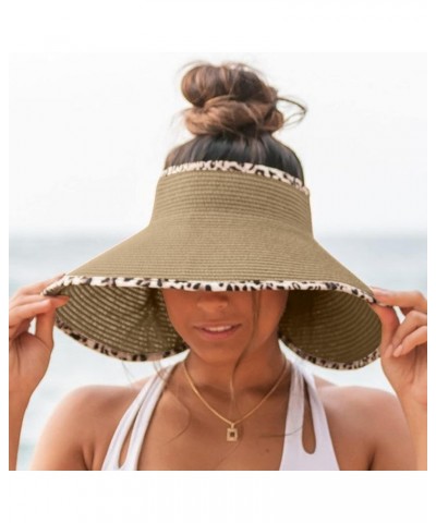 Womens Summer Fashion Casual Beach Holiday Sun Bow Straw Hat Sun Hat Sliding Visor Khaki-1 $12.68 Sun Hats