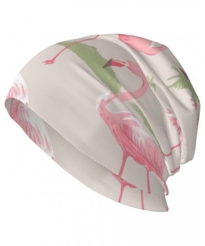 Pink Flamingos Printed Beanie Hat Adult Skull Cap Warm Casual Knit Hat Fashion Streetwear Outdoor Beanies $11.90 Skullies & B...