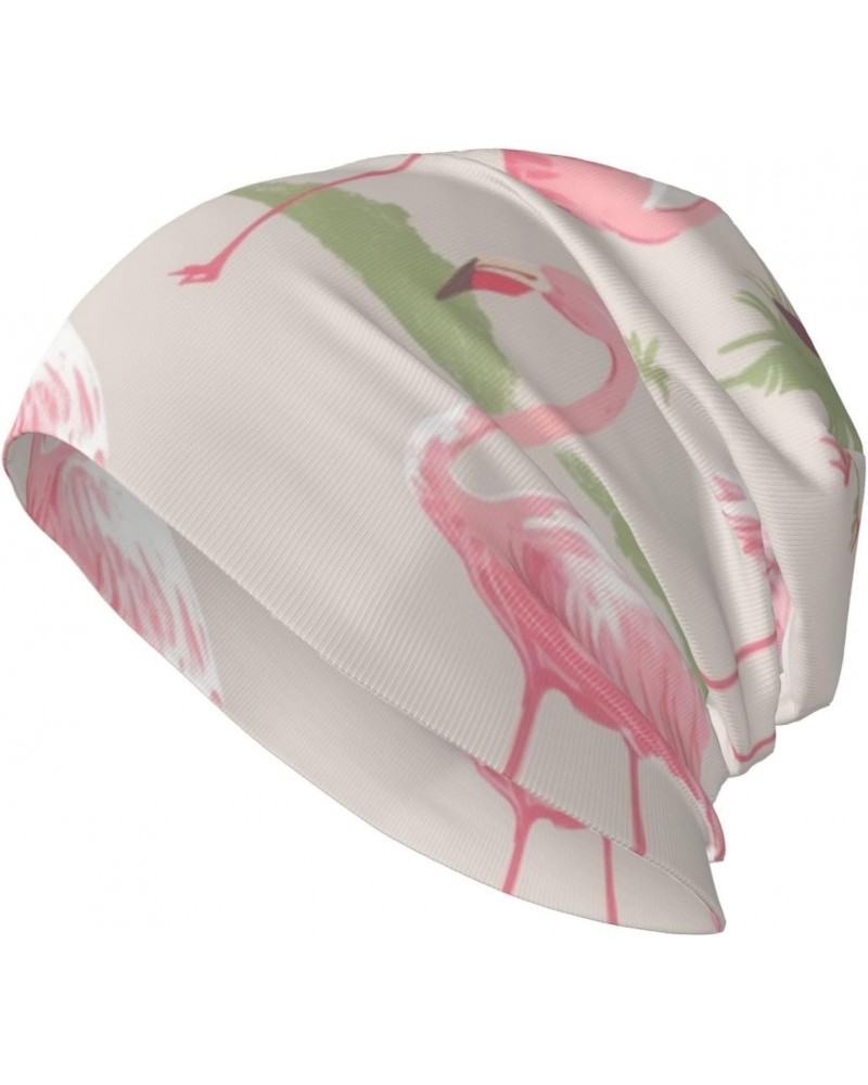 Pink Flamingos Printed Beanie Hat Adult Skull Cap Warm Casual Knit Hat Fashion Streetwear Outdoor Beanies $11.90 Skullies & B...