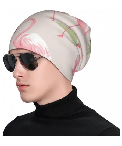 Pink Flamingos Printed Beanie Hat Adult Skull Cap Warm Casual Knit Hat Fashion Streetwear Outdoor Beanies $11.90 Skullies & B...