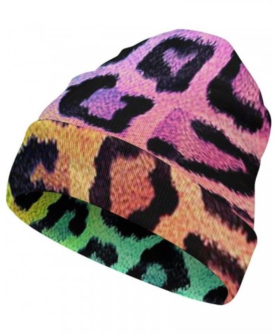 Leopard Beanie Hat Winter Full Print Knitted Hat Soft Comfortable Cap Headwear Casual Women Men Style-18 $10.35 Skullies & Be...