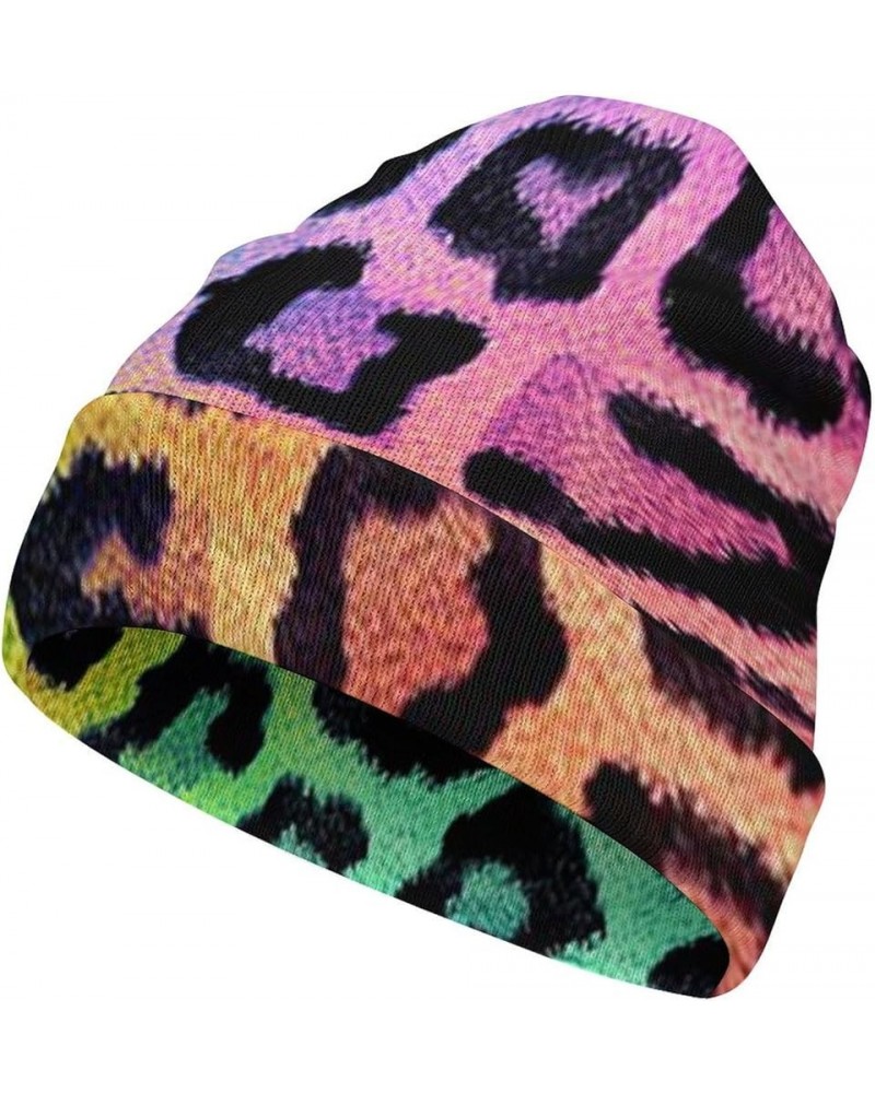 Leopard Beanie Hat Winter Full Print Knitted Hat Soft Comfortable Cap Headwear Casual Women Men Style-18 $10.35 Skullies & Be...