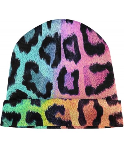 Leopard Beanie Hat Winter Full Print Knitted Hat Soft Comfortable Cap Headwear Casual Women Men Style-18 $10.35 Skullies & Be...