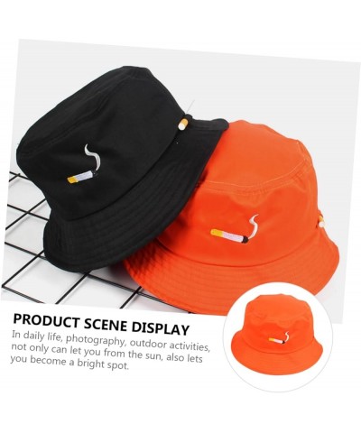 2pcs Fisherman's Hat Women's Hats Embroidered Sun Hat Girls Hats Sunshade Caps Hat for Women Fisherman Orange $9.56 Bucket Hats