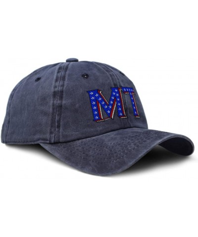 Custom Soft Washed Baseball Cap Montana Blue Flag Stars Dad Hats for Men & Women Navy Design Only $15.19 Baseball Caps