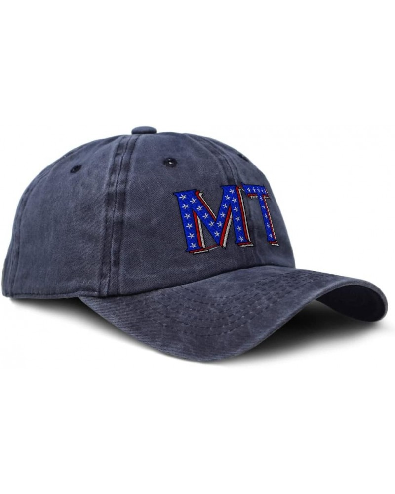 Custom Soft Washed Baseball Cap Montana Blue Flag Stars Dad Hats for Men & Women Navy Design Only $15.19 Baseball Caps