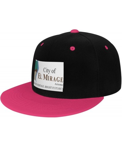 Flag of El Mirage, Arizona Snapback Hat for Men Women Baseball Cap Trucker Flat Bill Hats Dad Caps Pink $13.09 Baseball Caps