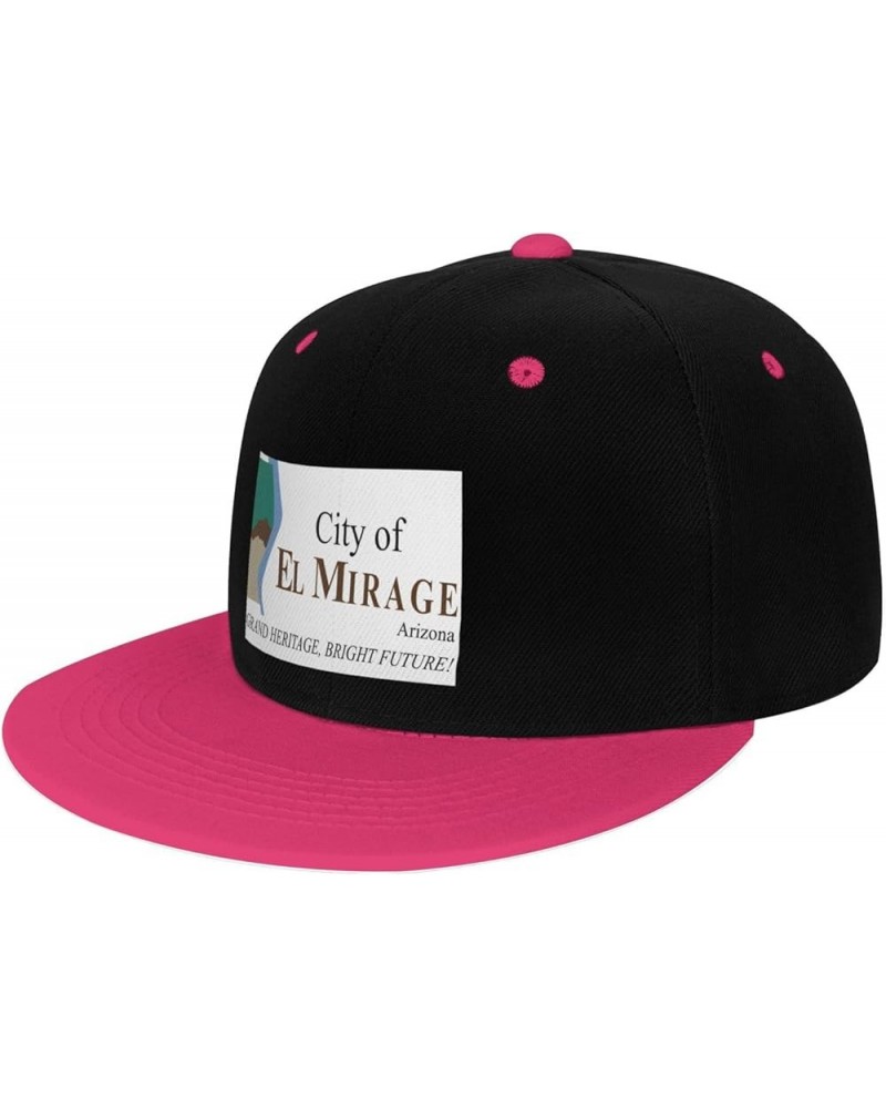 Flag of El Mirage, Arizona Snapback Hat for Men Women Baseball Cap Trucker Flat Bill Hats Dad Caps Pink $13.09 Baseball Caps