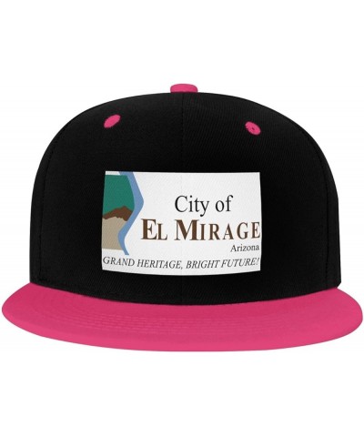 Flag of El Mirage, Arizona Snapback Hat for Men Women Baseball Cap Trucker Flat Bill Hats Dad Caps Pink $13.09 Baseball Caps