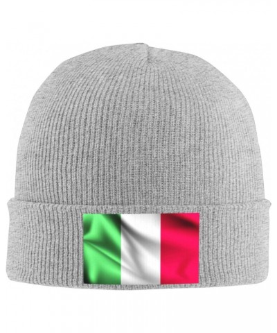 Italy Flag Knit Hats Winter Warm Chunky Beanie Hat for Men Women Gray $10.74 Skullies & Beanies