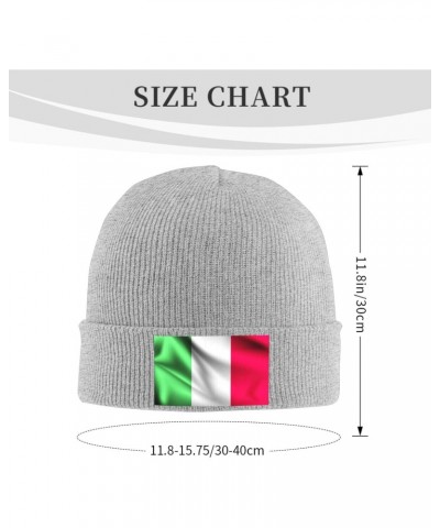 Italy Flag Knit Hats Winter Warm Chunky Beanie Hat for Men Women Gray $10.74 Skullies & Beanies