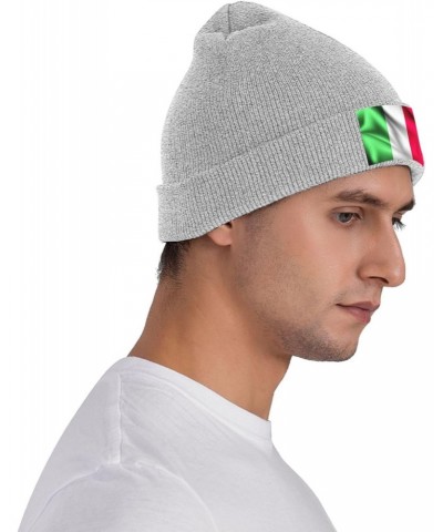 Italy Flag Knit Hats Winter Warm Chunky Beanie Hat for Men Women Gray $10.74 Skullies & Beanies