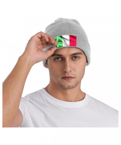 Italy Flag Knit Hats Winter Warm Chunky Beanie Hat for Men Women Gray $10.74 Skullies & Beanies