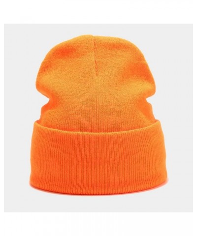 Winter Hats for Woman Beanies Knitted Autumn Orange $12.71 Skullies & Beanies