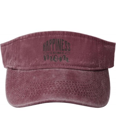 Happiness is Being A Mom Sun Hat Sun Visor Hats for Women Men Baseball Cap Golf Hats Red $11.84 Visors