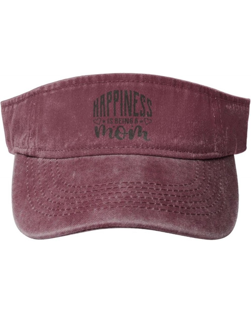 Happiness is Being A Mom Sun Hat Sun Visor Hats for Women Men Baseball Cap Golf Hats Red $11.84 Visors