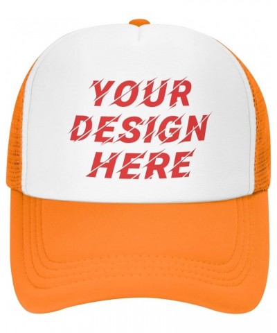 Custom Hats Custom Hat Design Your Own Text/Logo Trucker Hat Baseball Cap Casual Unisex Adjustable Hip-Hop Style Cap Orange $...