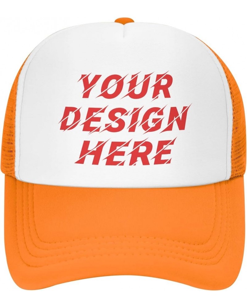 Custom Hats Custom Hat Design Your Own Text/Logo Trucker Hat Baseball Cap Casual Unisex Adjustable Hip-Hop Style Cap Orange $...