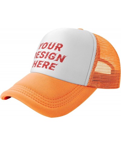 Custom Hats Custom Hat Design Your Own Text/Logo Trucker Hat Baseball Cap Casual Unisex Adjustable Hip-Hop Style Cap Orange $...