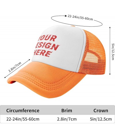 Custom Hats Custom Hat Design Your Own Text/Logo Trucker Hat Baseball Cap Casual Unisex Adjustable Hip-Hop Style Cap Orange $...