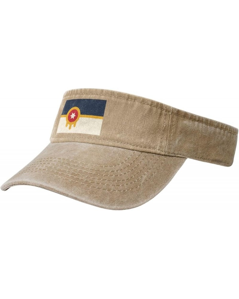 Flag of Tulsa, Oklahoma (2018) Sun Visor Hats for Women Men Adjustable Sports Sun Hats Cotton Golf Cap Natural $14.04 Sun Hats