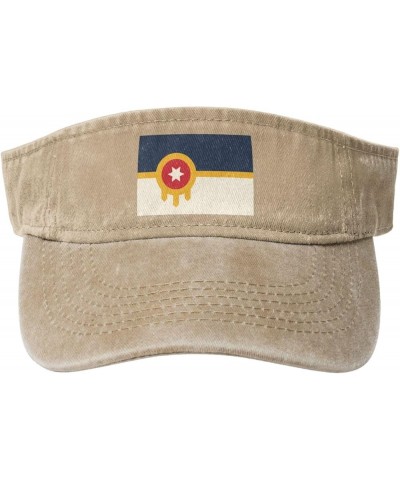 Flag of Tulsa, Oklahoma (2018) Sun Visor Hats for Women Men Adjustable Sports Sun Hats Cotton Golf Cap Natural $14.04 Sun Hats