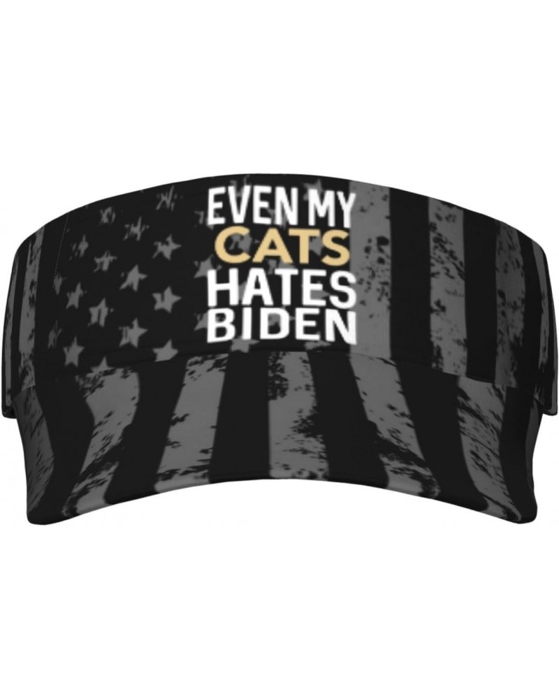 Even My Cats Hate Joe Biden Visor Cap Sports Empty Top Hats Adjustable Sun Tennis Caps for Men Women63 Black $11.72 Visors