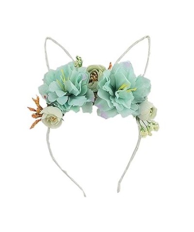 Easter Rabbit Ear Headband with Flowers Headpiece for Women Girls TS-FG03 (Khaki) Water Blue $6.75 Cold Weather Headbands