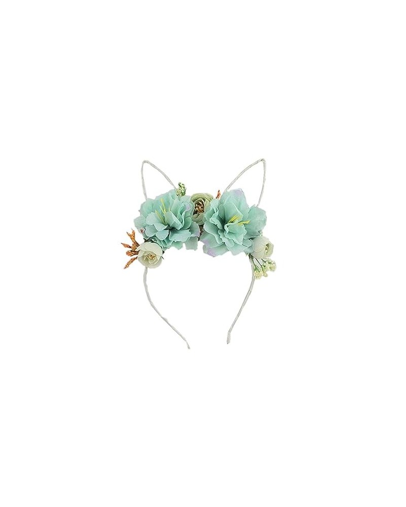 Easter Rabbit Ear Headband with Flowers Headpiece for Women Girls TS-FG03 (Khaki) Water Blue $6.75 Cold Weather Headbands