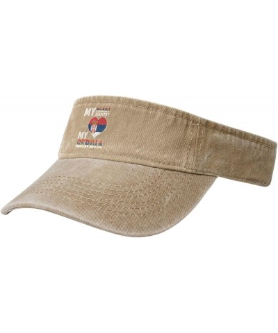 My Heart My Country My Serbia Sun Visor Hats for Women Men Adjustable Cotton Sun Hat Golf Cap Natural $12.90 Visors