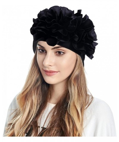 African Pattern Women Turbans Hats Flower Knot Headwrap Pre-Tied Cap Slouchy Snood Hat Cancer Headwear Black $6.81 Skullies &...