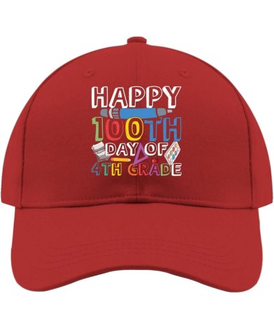 happys 100th Day of 5th Grade Sun hat Mens Trucker hat Black Cowboy hat for Men Gifts for Son+Baseball Hats Red $9.67 Basebal...