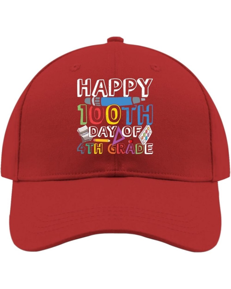 happys 100th Day of 5th Grade Sun hat Mens Trucker hat Black Cowboy hat for Men Gifts for Son+Baseball Hats Red $9.67 Basebal...