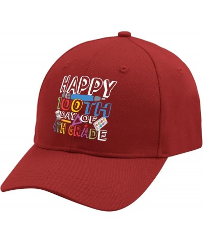 happys 100th Day of 5th Grade Sun hat Mens Trucker hat Black Cowboy hat for Men Gifts for Son+Baseball Hats Red $9.67 Basebal...