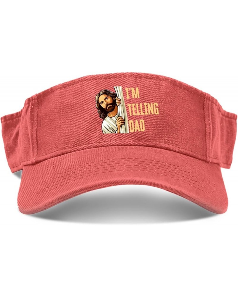 I'm Telling Dad Jesus Caps Sun Visor Hats for Women Visor Hat with Designs Sports Visor Hats Saffron $11.57 Visors