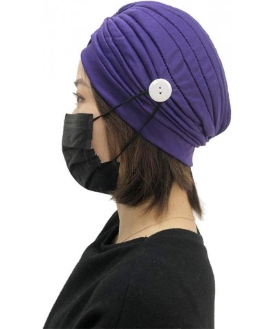 Extra Wide Hat with Buttons Hat Face Holder Wearing Ears Head Wrap Hat Purple $7.91 Rain Hats