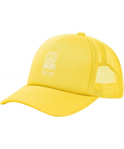 Feeling Fractious Hats Classic Mesh Trucker Hat for Men Women Adjustable Black Baseball Cap Yellow $11.24 Baseball Caps