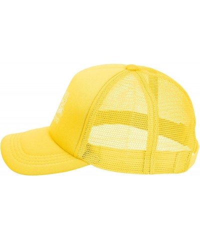 Feeling Fractious Hats Classic Mesh Trucker Hat for Men Women Adjustable Black Baseball Cap Yellow $11.24 Baseball Caps