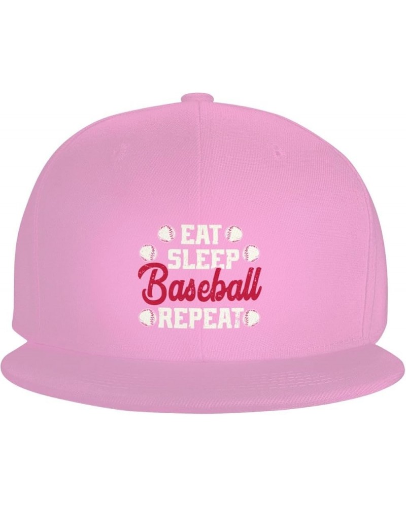 Eat Sleep Baseball Repeat Hat Funny Baseball Cap Flat Brim Hat Gift for Baseball Player for Men Women Black Pink $10.79 Baseb...