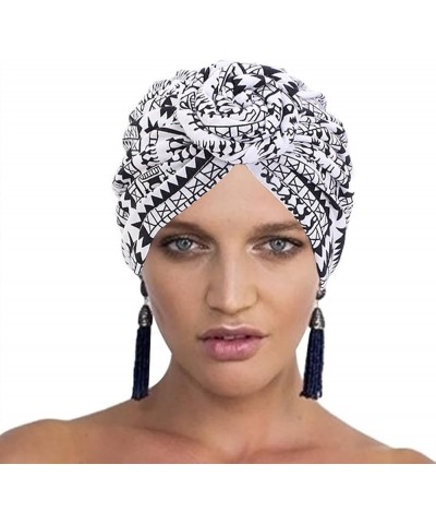 Stretch Turban Hats for Women,African Knot Headwraps Soft Pre Tied Bonnet Hair Wrap Pretied Hair Wrap Circle Blue and White $...