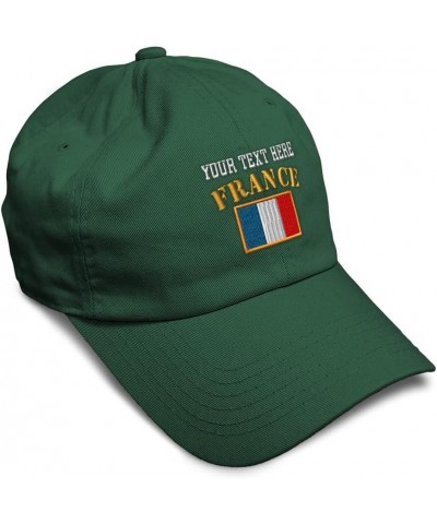 Soft Baseball Cap France Flag Embroidery Flags World Cup Soccer Cotton Embroidered Dad Hats for Men & Women Forest Green Pers...