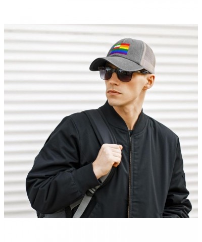 Equatorial Guinea Rainbow Flag Baseball Cap Women Men Mesh Back Hats Vintage Cowboy Hat Dad Caps Gray $11.59 Cowboy Hats