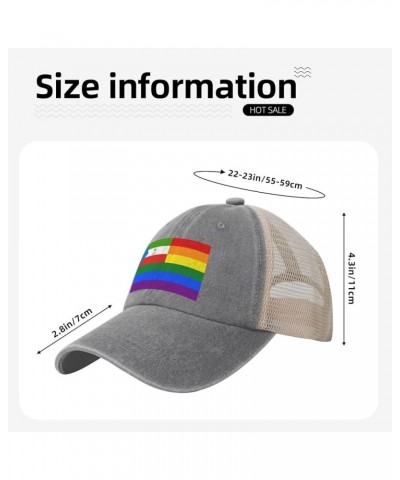 Equatorial Guinea Rainbow Flag Baseball Cap Women Men Mesh Back Hats Vintage Cowboy Hat Dad Caps Gray $11.59 Cowboy Hats